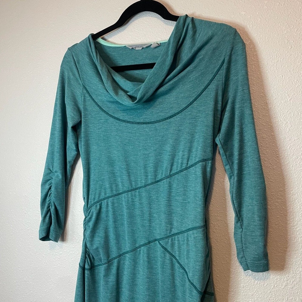 Athleta Teal Long Sleeve Cowl Neck Dress